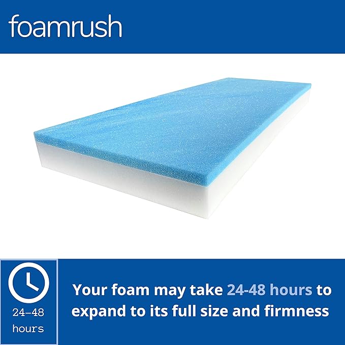 FoamRush 3-Inch Bunk (36" x 72") Gel Memory Foam RV Mattress Replacement, Medium Firm, Comfort, Pressure Relief Support, Made in USA, Travel Camper Trailer Truck, Cover Not Included