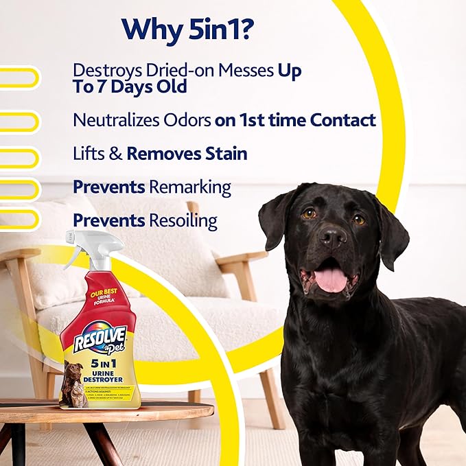 Resolve Pet Specialist Urine Destroyer Carpet Cleaner Spray ?€? Urine Eliminator for Pet Stains & Odors Up to 7 Days Old, 22oz