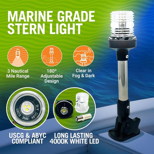 Boat Anchor Light - 9.5" LED Stern Light | USCG Tested Waterproof Marine Navigation Light
