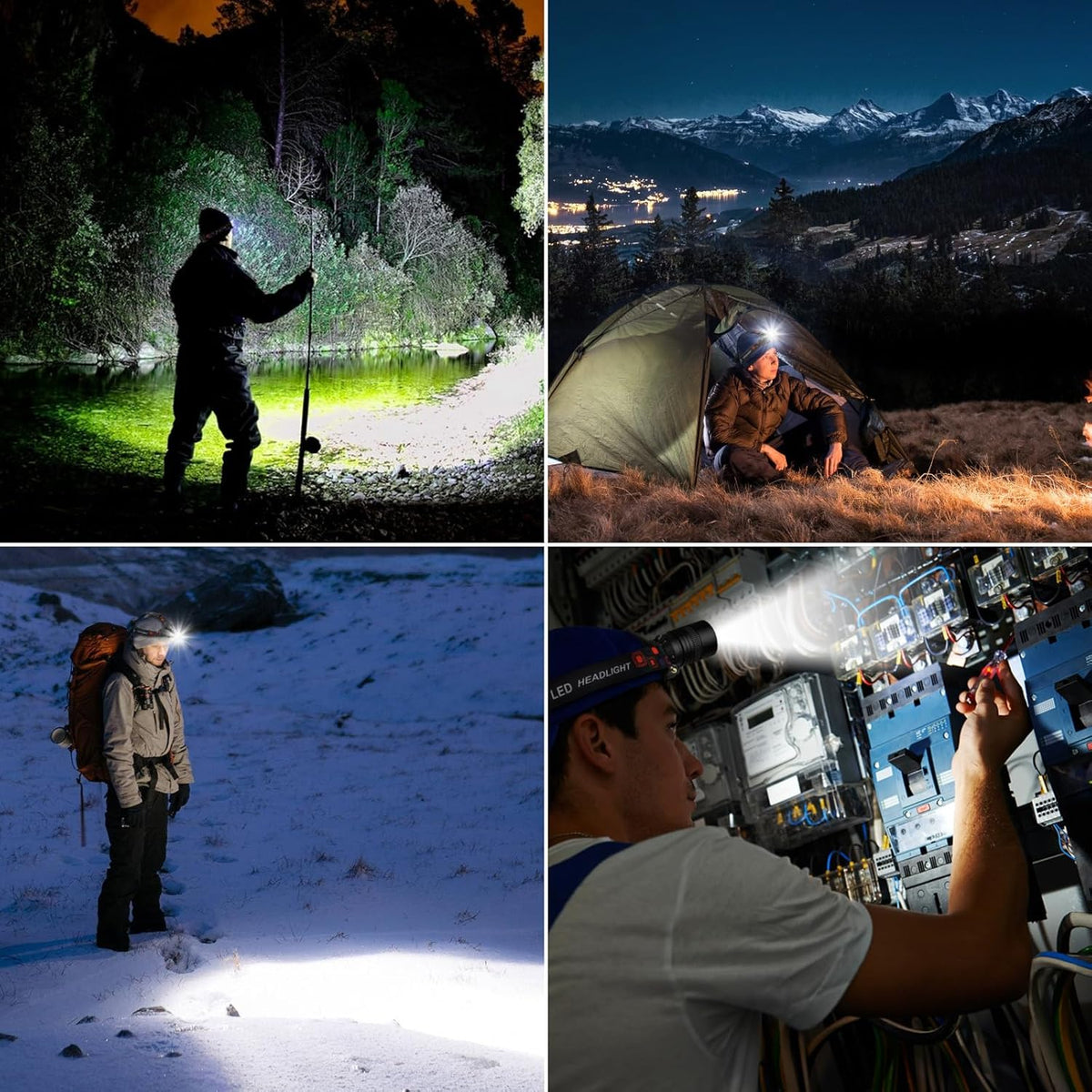 Skiennix Rechargeable Headlamp - 99,000 Lumens Super Bright LED | 3 Modes, 90° Adjustable, IPX6 Waterproof, 45H Runtime