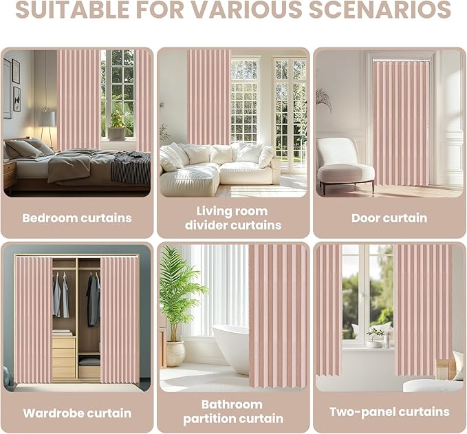 AJAZZ Blackout Curtain with Curtain Rods Included Invisible Accordion Doors