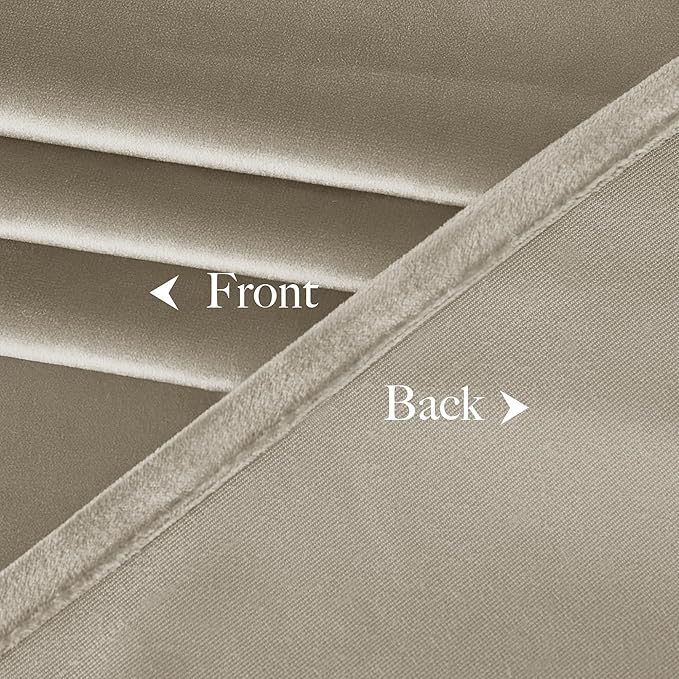NICETOWN Camel Velvet Curtains 84 Inch Long 52 Wide, Room Darkening Drapes