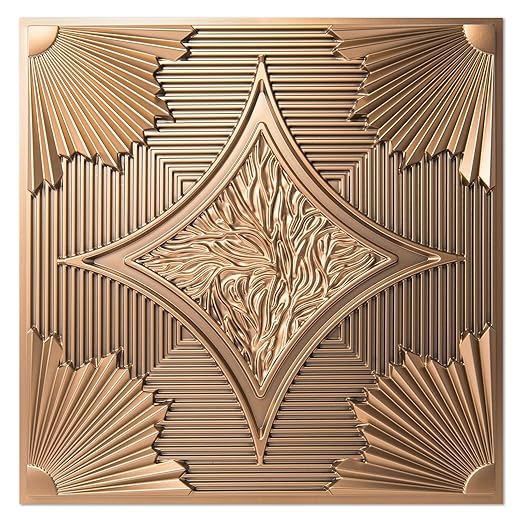 Art3d Drop Ceiling Tiles 24x24 in Bronze, 3D Wainscoting Panels Glue Up 2x2
