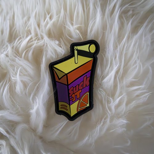 Suck It Juice Box - Parody PVC Morale Patch | Hook & Loop Backing