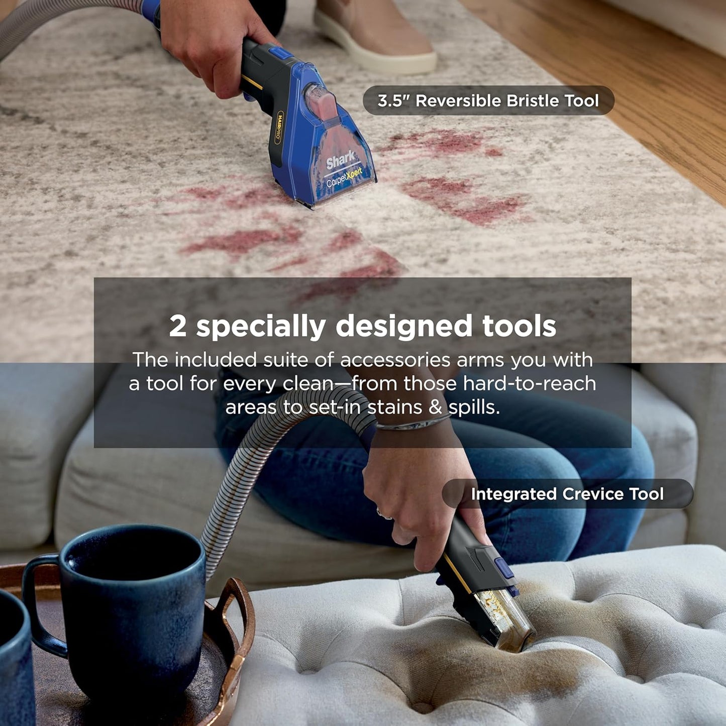 Shark CarpetXpert HairPro Upright Carpet, Area Rug & Upholstery Cleaner with Spot & Stain Remover, Perfect for Pets, Carpet Shampooer, 2 Cleaning Tools, Pet Cleaning Solution, Cobalt, EX251BRN