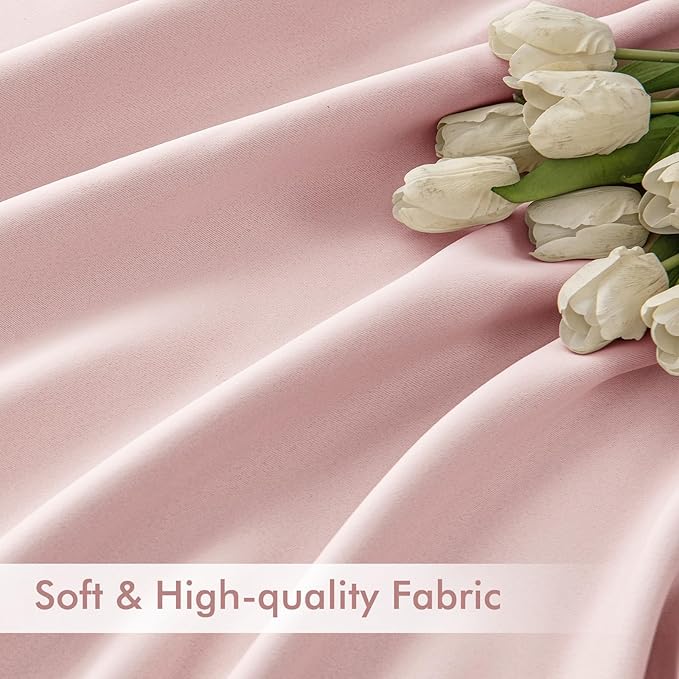 MIULEE Baby Pink Back Tab Blackout Curtains 72 Inch Length 2 Panels Set