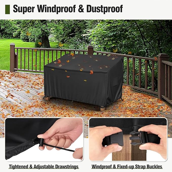 MR.COVER 3-Seater Outdoor Couch Cover Waterproof, Patio Furniture Cover for Sofa, Heavy Duty Outdoor Sofa Covers, Polyester & Double-Stitched Seams, Fits up to 90" W x 37" D x 35" H, Classic Black