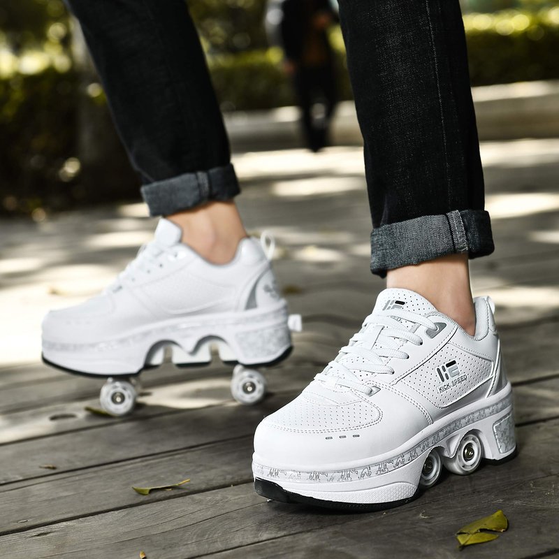 TAILORIA Four-Wheel 2-in-1 Roller Skate Shoes Unisex Roller Shoes & Sneakers Detachable Skate Shoes Kids Sneakers Shoes with Wheels Skating Roller Skates