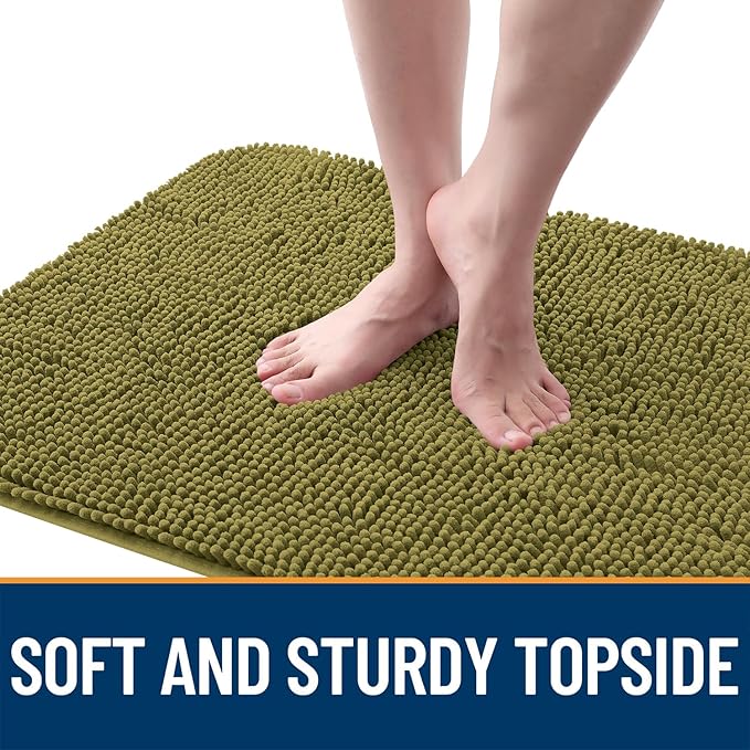 OLANLY Dog Door Mat for Muddy Paws 30x17, Absorbs Moisture and Dirt, Absorbent Non-Slip Washable Doormat, Quick Dry Chenille Mud Mat, Entry Indoor Entryway Carpet for Inside Floor, Willow Green