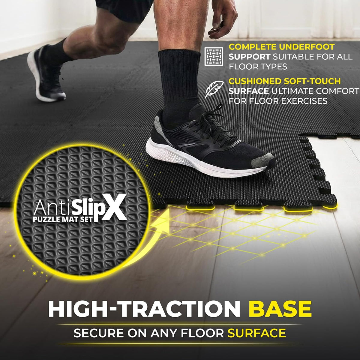 Bemaxx Gym Mats Set - 18 Pcs EVA Interlocking Foam Floor Tiles | 18 Sq Ft Protective Flooring for Home Workouts