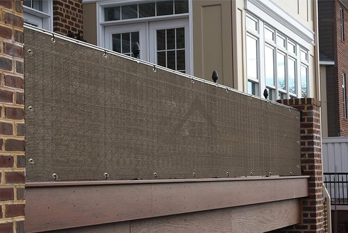 Alion Home Elegant Privacy Screen Windscreen Mesh for Balcony, Backyard, Deck, Patio, Fence, Pool, Porch, Railing - Brown/Mocha (5' x 5')