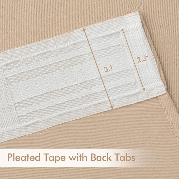 MIULEE Back Tab Beige Curtains 84 Inch Length 2 Panels Set