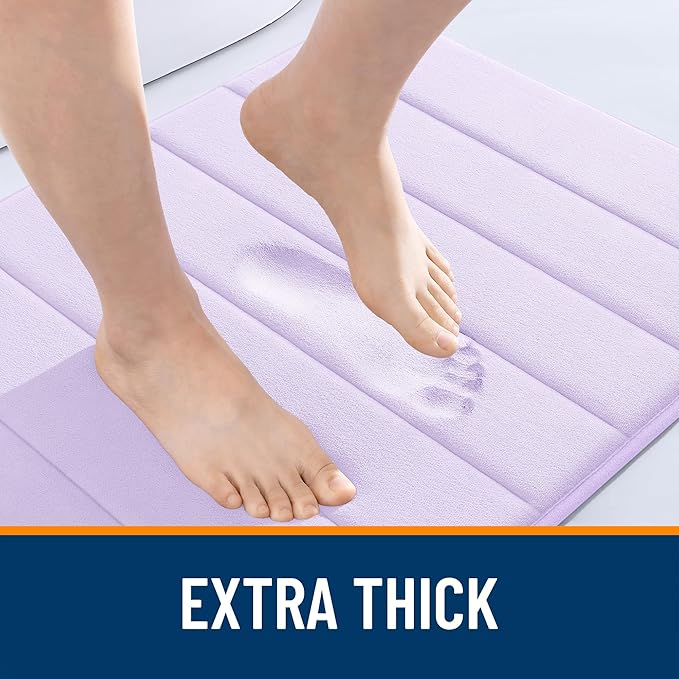 OLANLY Memory Foam Long Bathroom Rugs Runner 59x20, Super Soft Absorbent Bath Mat, Quick Dry, Machine Washable Shower Floor Rugs, Bathmat Carpet, Bathroom Home Decor Accessories, Lavender