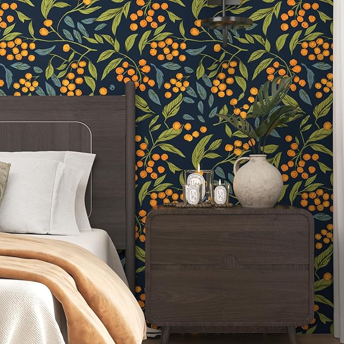 BOKEBEVE Boho Wallpaper Peel and Stick Floral Contact Paper Leaves Wall Paper