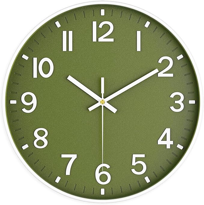 Wall Clocks Battery Operated, 12 Inch Non Ticking Wall Clock, Silent Analog
