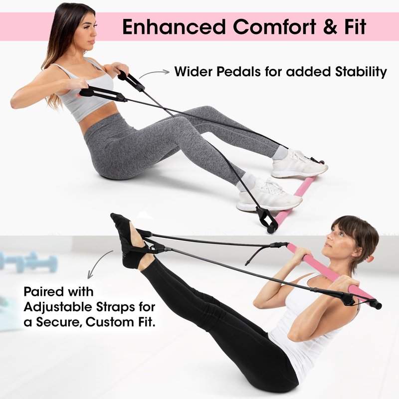 Stretched Fusion Pilates Bar Kit with Resistance Band for Home Workouts | Multifunctional Home Pilates Kit Set for Women & Men | Workout Bar for Legs, Hip, Waist and Arm, Includes 3 Bonuses