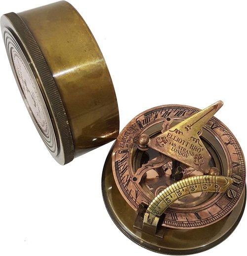 Antique Brass Sundial Compass Nautical Marine Handmade Vintage Engraved Quote Collectible Navigation Device for Travelers Sailors Gift