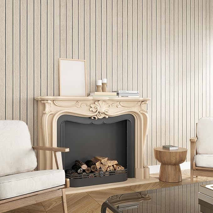 VEELIKE Coastal Oak Wood Slat Wall Panels Peel and Stick Wood Panels