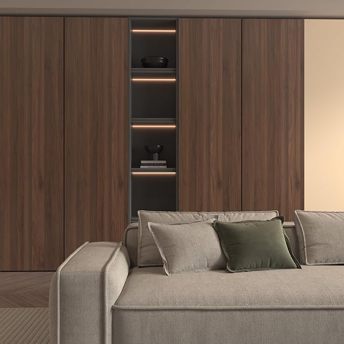 BOMENG Large Walnut Wood Wallpaper Peel and Stick Matte 48"x354" Dark Brown