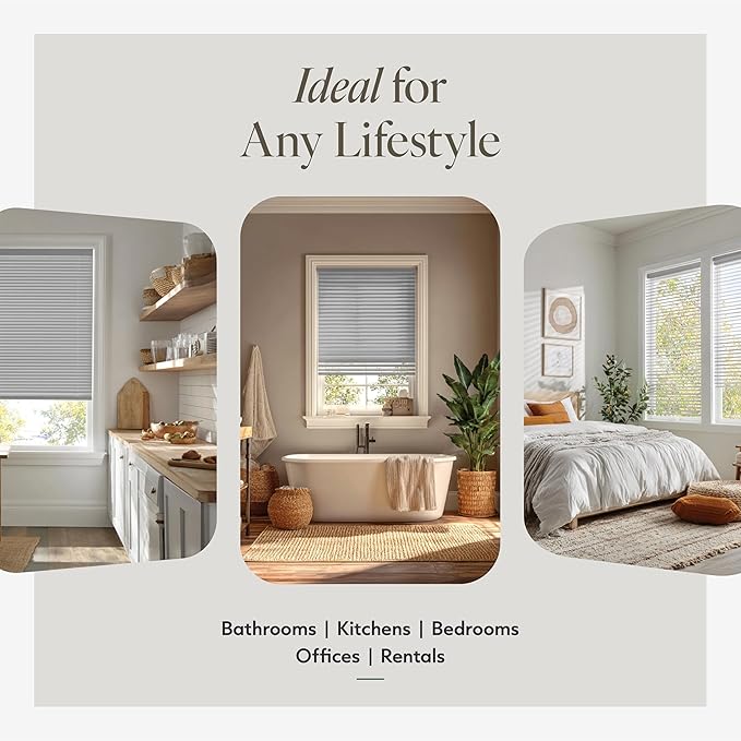 CHICOLOGY Cordless Mini Blinds for Indoor Windows, 27.5" W x 60" H, Light