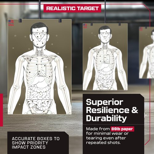 Range Day USA 25 Anatomic Life Size Silhouette Targets for Shooting Range, Firearm Target for Pistol, Rifle, Pellet, BB, Airsoft, and Handguns, 80 lb. Gloss Paper, 24” x 36”
