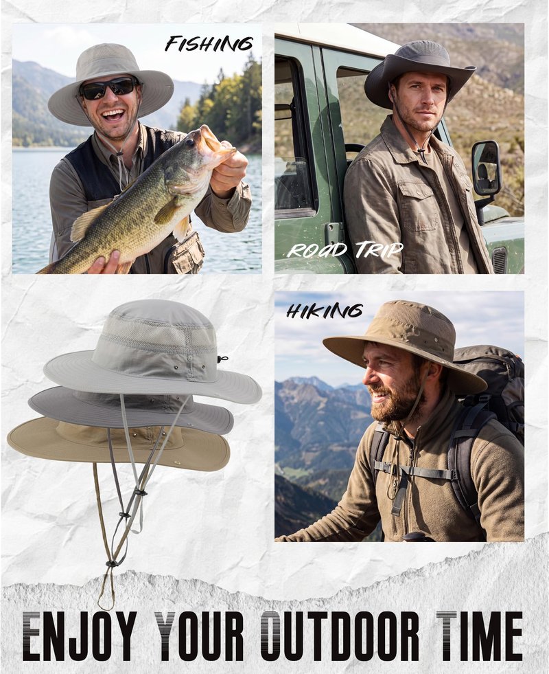 Connectyle Wide Brim Bucket Hat for Men Women UV Sun Protection Hat for Fishing Hiking Gardening Summer Beach Hats Royal Blue