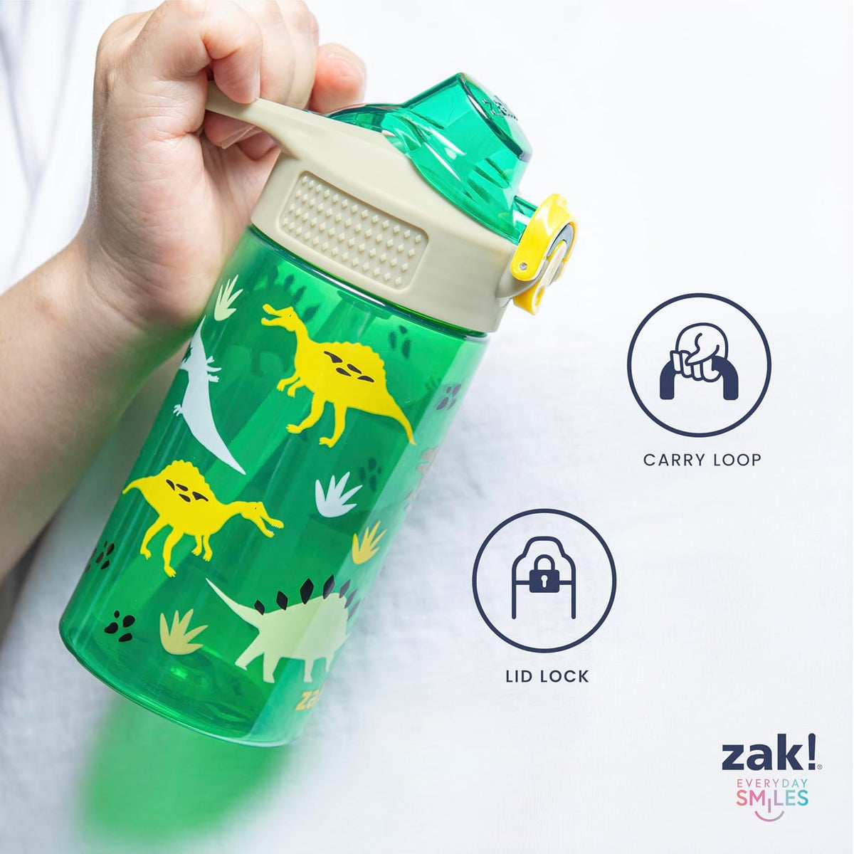 Zak Designs PAW Patrol Sage Kids Water Bottle For School or Travel, 16oz Durable Plastic Water Bottle With Straw, Handle, and Leak-Proof, Pop-Up Spout Cover, 2-Pack Set (Skye & Friends)