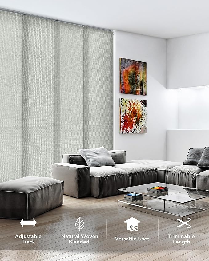 GoDear Design Adjustable Sliding Closet Door Blinds 45.8"- 86" W x 96" H