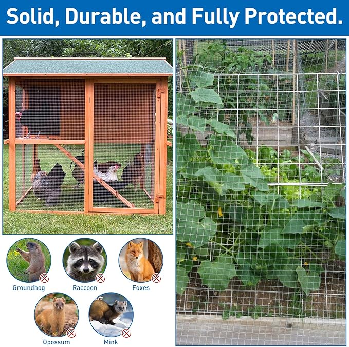 Hardware Cloth,Chicken Wire Fence,1/2 inch 15.7in x 10ft Galvanized Welded Cage Wire for Bird Wire Gopher Wire Rabbit Wire Snake Fence Poultry Netting Cage Screen