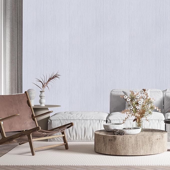 White Grasscloth Peel and Stick Wallpaper Vintage Texture Removable Waterproof