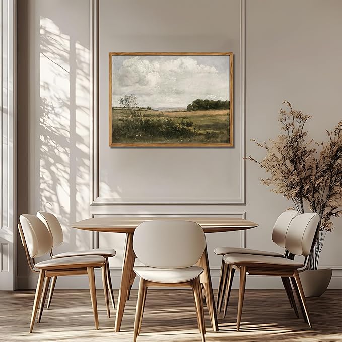 Floating Framed Vintage Canvas Wall Art - Wilderness Landscape Wall Decor, Elegant Natural Farmhouse Scenery Paintings Print for Living Room Bedroom Office Home Decoration 12x16 inch