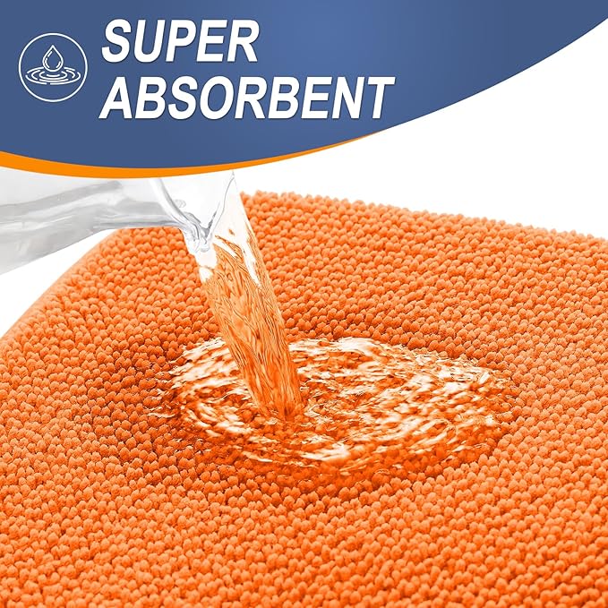 OLANLY Thick Memory Foam Bath Mat Rug 24x16, Extra Soft Absorbent Bathroom Rug, Quick Dry Bath Mats, Non-Slip, Machine Washable Carpet for Bathroom, Tub and Shower, Home Decor Accessories, Orange