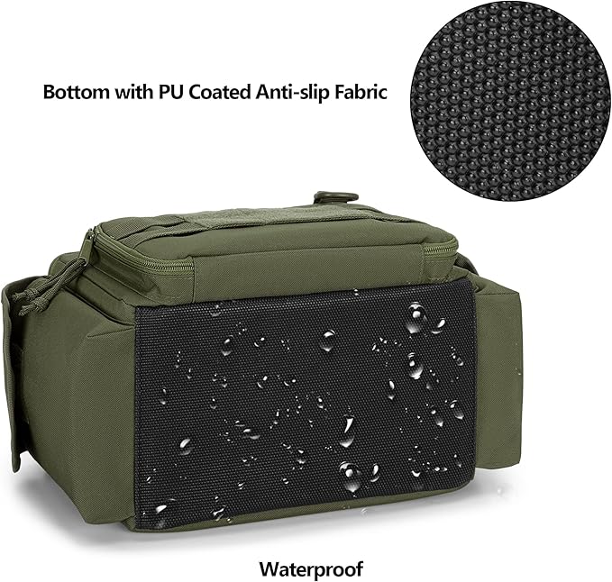 Rexmica Small Tool Bag with Anti-friction and Thick Padded Bottom, Tool Storage Organizer for Men, Tactical Range Bag, Multi-functional Work Bag for Repairman, Electrician, Carpenters (Green)