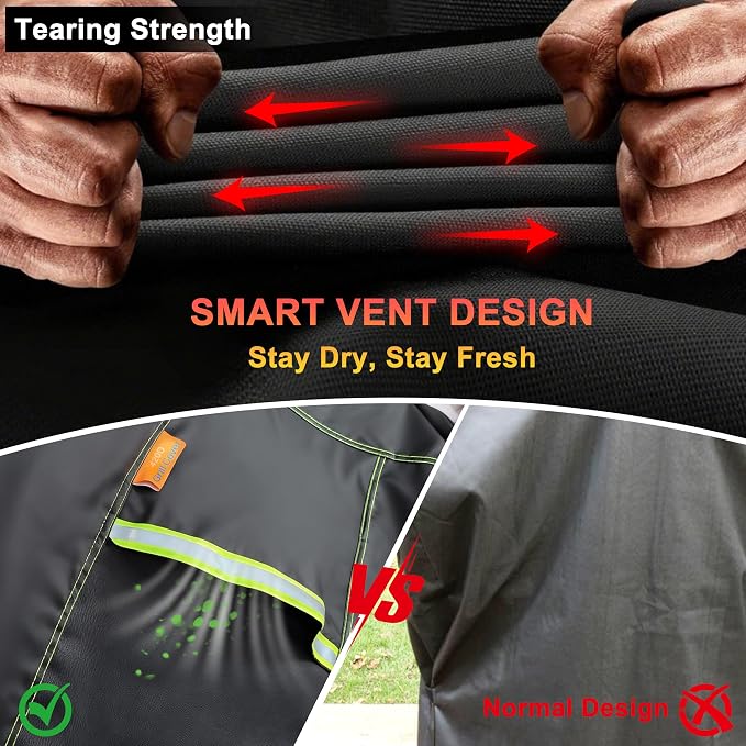 Grill Cover for Outdoor Grill, 58 Inch BBQ Grill Cover 420D Heavy Duty Waterproof with Air Vents/Handles/Straps, Weather Resistant Barbecue Gas Grill Cover for Weber, Genesis, Charbroil, etc