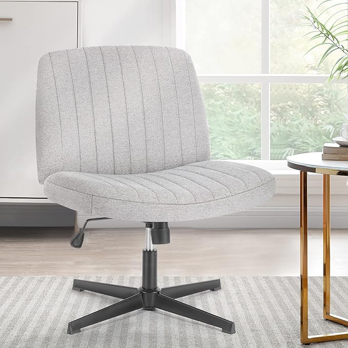 OLIXIS Criss Cross Legged Chairs Armless No Wheels Wide Seat Height Adjustable Swivel Padded Fabric Home Office Desk Seating for Bedroom, Student, Study Room