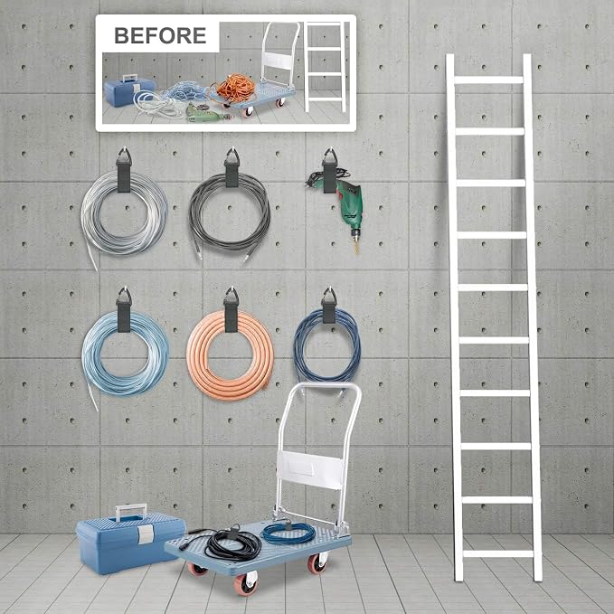 ZTSXLLIM Extension Cord Holder Organizer(4 Pack L), Extension Cord Hanger for Garage Organization and Storage, 16-Inch Heavy Duty Storage Straps, Garage Gadgets for Men