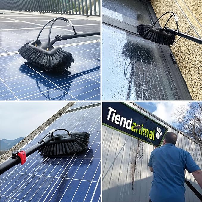 Telescopic Window Cleaning Pole 3.6M 10.8M Hose Fed Water Extendable Solar Panel Brush Kit Conservatory Roof Cleaning Tools