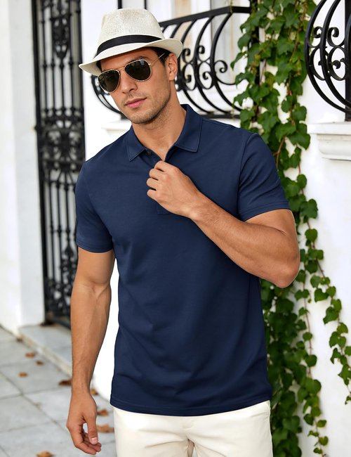 MAGCOMSEN Men's Polo Shirt - Short Sleeve Dry Fit Performance Golf Top | Casual Collared Design