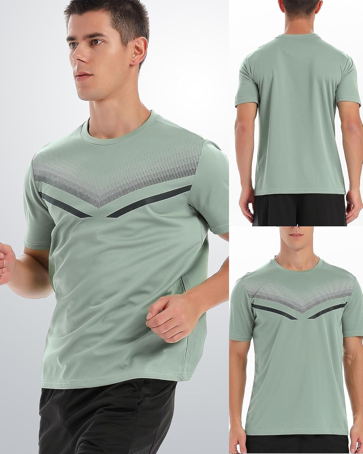 Skiennix 5-Pack Men's Workout Shirts - Quick Dry Athletic Short Sleeve Crew Neck Tees
