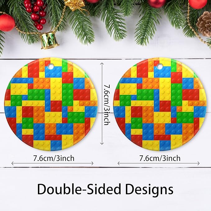 Toy Building Blocks Christmas Ornament 2025 Christmas Ornament Holidays Ornaments Christmas Tree Ornaments Accessories Navidad decoracion Xmas Toy Building Blocks Lovers Gifts for Indoor Outdoor Decor
