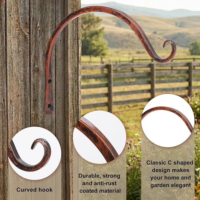 FEED GARDEN 2 Pack 8 Inch Hanging Plant Bracket Wall Hooks Decorative Plant