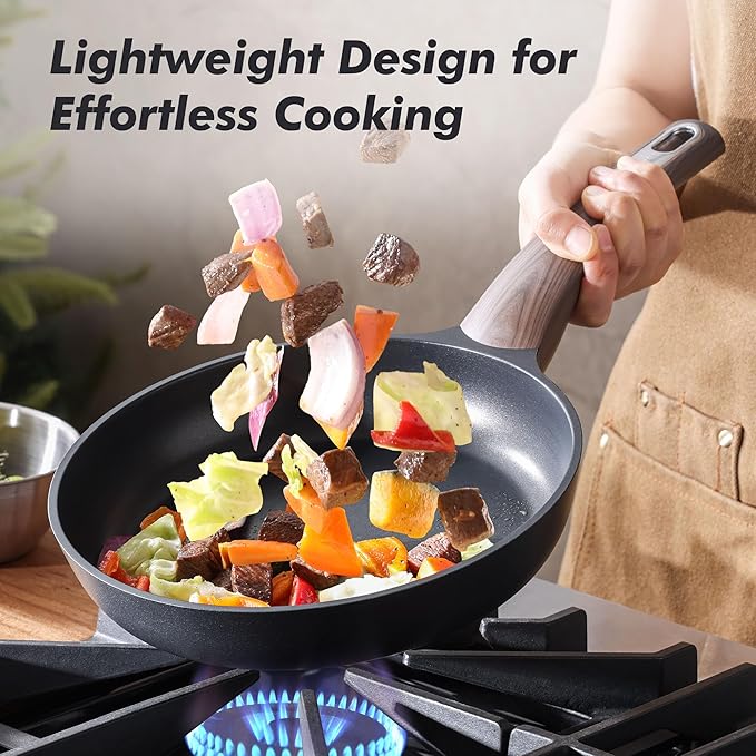 SENSARTE Nonstick Frying Pan Skillet 11Inch Non Stick Egg Pan Omelette Pans, Healthy Kitchen Cooking Chef's Pan, PFOA Free, Free of Intentionally Added PFOS/PFOA, Induction Compatible, Black