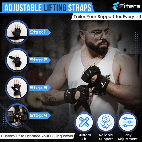 Fiters Workout Gloves with Lifting Straps (Medium)