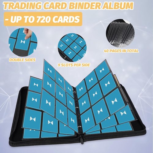GERMUN 720 Card Binder - Premium 9 Pocket Double-Sided Album for MTG, TCG & Sports Cards | Red