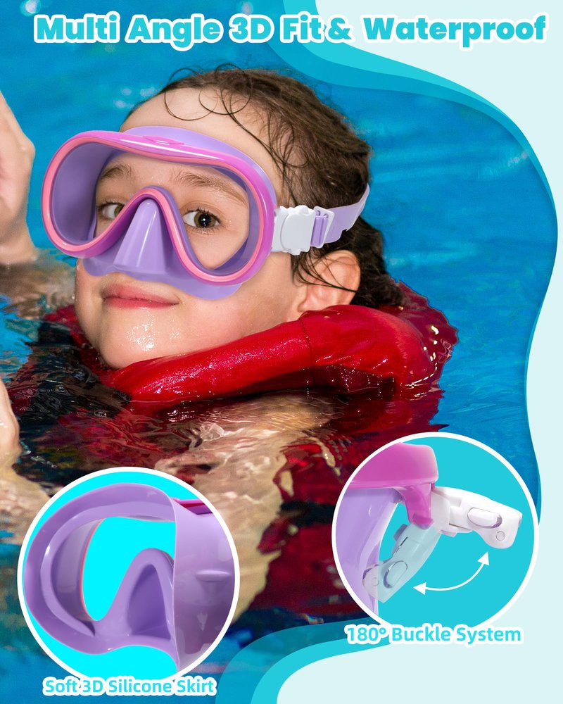 Seago Kids Swim Goggles with Nose Cover for Girls Boys Youth, 2 Pack Clear Vision Swimming Goggles Swim Mask Pool Goggles No Leaking Tempered Glasses for Kids 6-14 4-7 8-14 3-5 8-12 3-6