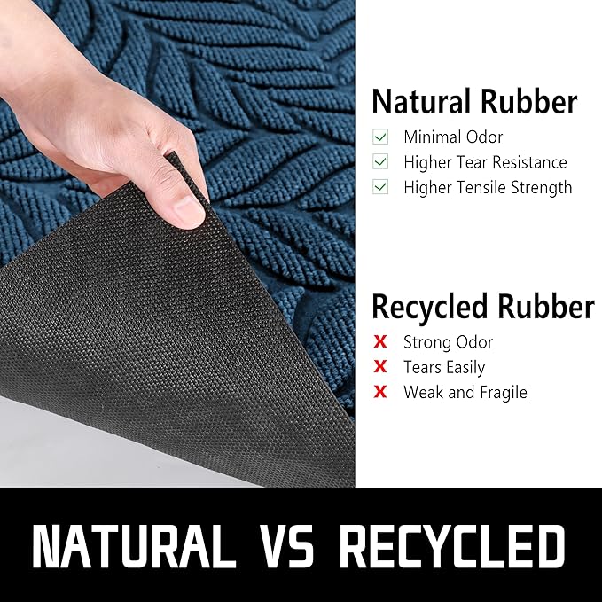 Yimobra Front Door Mat Outdoor Indoor, 47x32 All-Season Waterproof Welcome Mat, All-Weather Outside Entrance Mat, Non-Slip Patio Porch Doormat, Low Profile, Fade Resistant, Blue