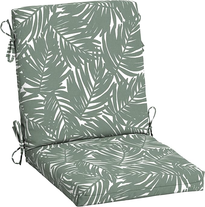 Arden Outdoor Dining Chair Cushion, 20 in x 20 in, Patio Cushion for Patio, Dining, or Rocking Chairs, Sage King Palm