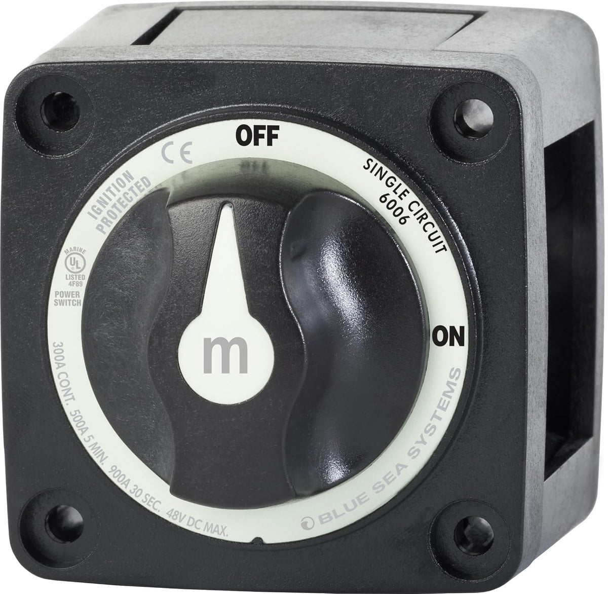 Blue Sea Systems On/Off Battery Switch - Durable Black Knob for Easy Operation | 6006200 m-Series