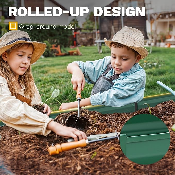 DWVO 6 x 3 x 2 FT Raised Garden Bed Kit, Outdoor Galvanized Flower Bed with Gloves, Large Metal Planter Box for Vegetables, Flowers, Herbs, Fruits, Green