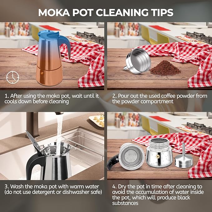 9 Cup 450ml Moka Pot Stainless Steel Espresso Coffee Maker Stovetop Percolator Coffeemaker Italian Classic Style Brewing Greca Cafe Mocha Machine for Cafeteras Lover Camping Travel and Home Use 15oz